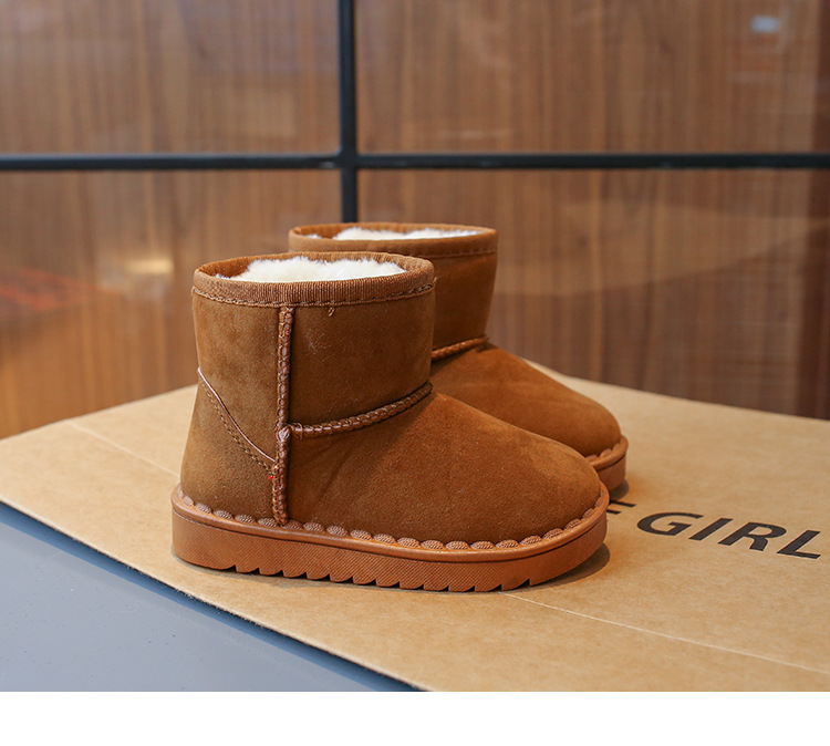 Winter New Children's Shoes Children's 1-16 Year Old Solid Soft Sole Snow Boots Girls' One Step Plush Warm Cotton Shoes_voghion.com