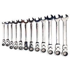 12-Piece Activity Head Fixed Head Dual-Function Ratchet Wrench Set, Including Open and Spline Types, Fast Automotive Repair Wrench Set