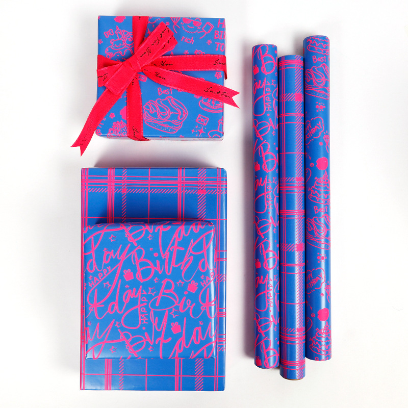 Amazon venta caliente papel de envoltura fluorescente de gran tamaño papel de regalo creativo día de San Valentín papel de embalaje de regalo de cumpleaños para niños