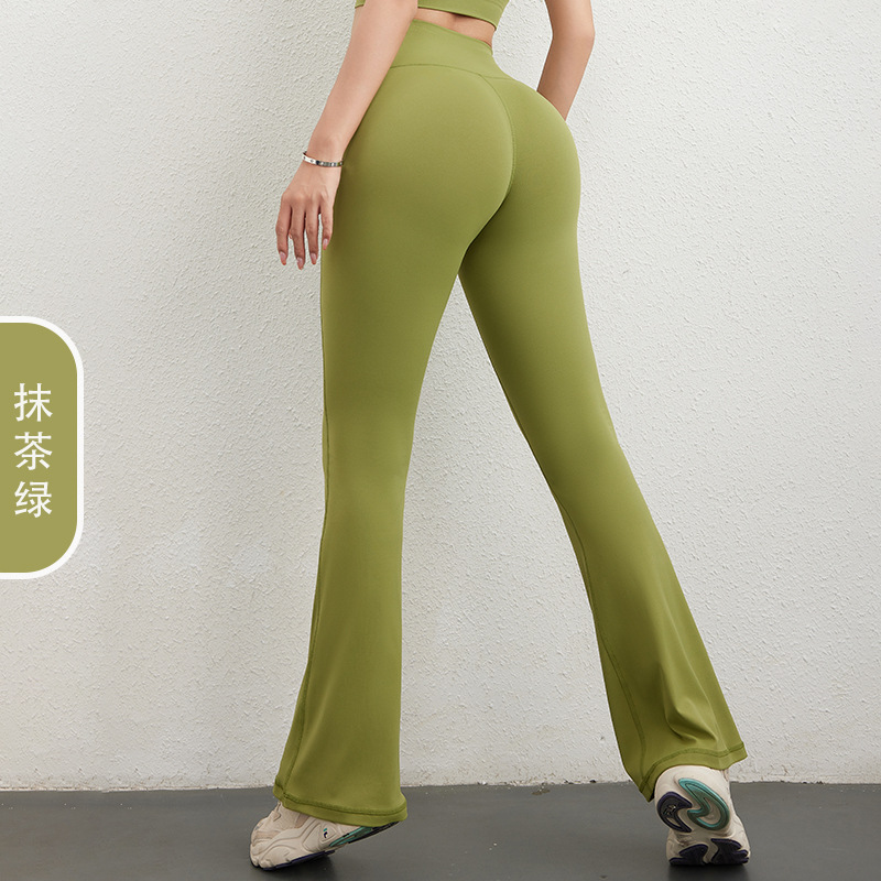 Pantalones de yoga pantalones acampanados desnudos Levantamiento de cadera cintura alta bolsillo deportes fitness Pantalones deportes fitness pantalones polainas desgaste exterior