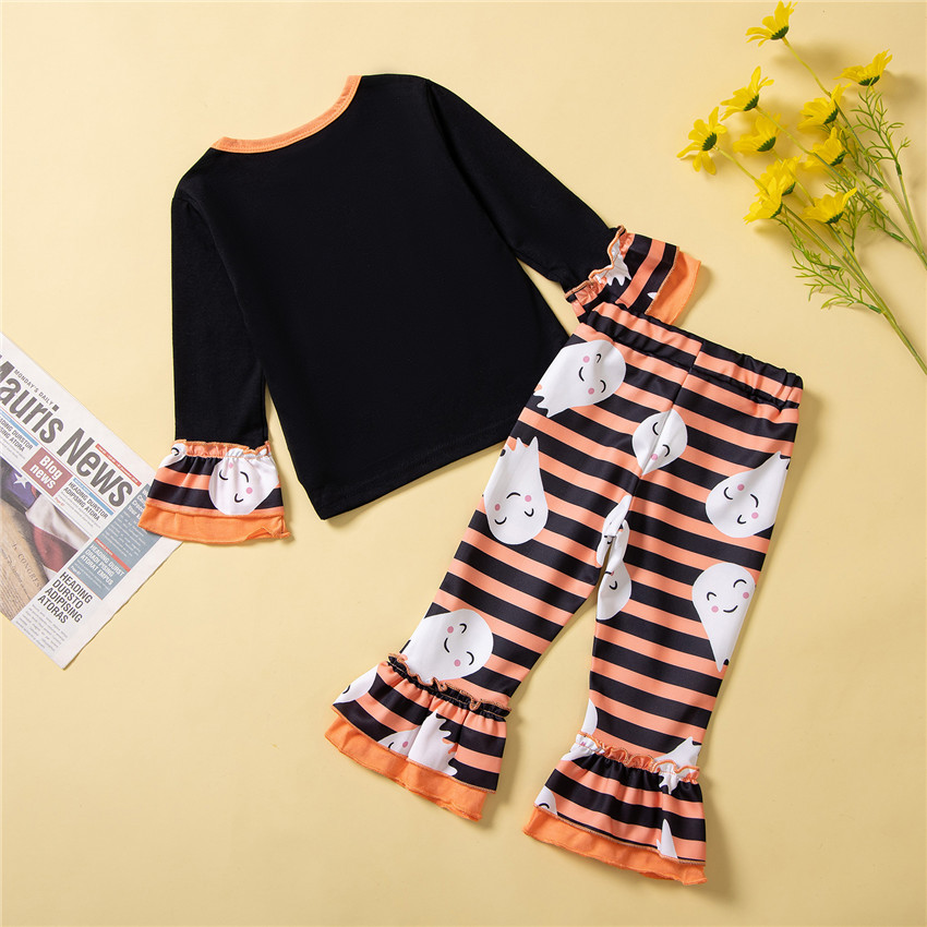 Halloween Fashion Stripe Polyester Girls Clothing Sets display picture 2