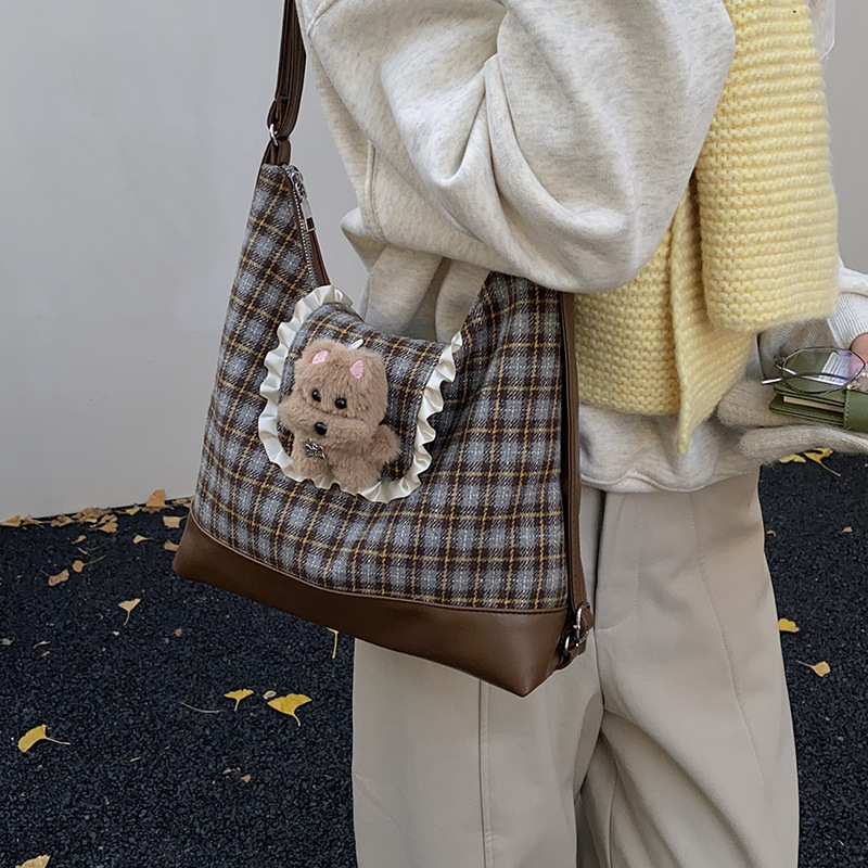 Bolsa de hombro para hombres y mujeres de estilo coreano, gran capacidad para salir, bolso de mochila, cartón de dibujos animados, oso, bolso para padres e hijos.