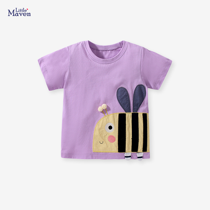 Little maven Children's summer cartoon cotton short sleeve T-shirt…