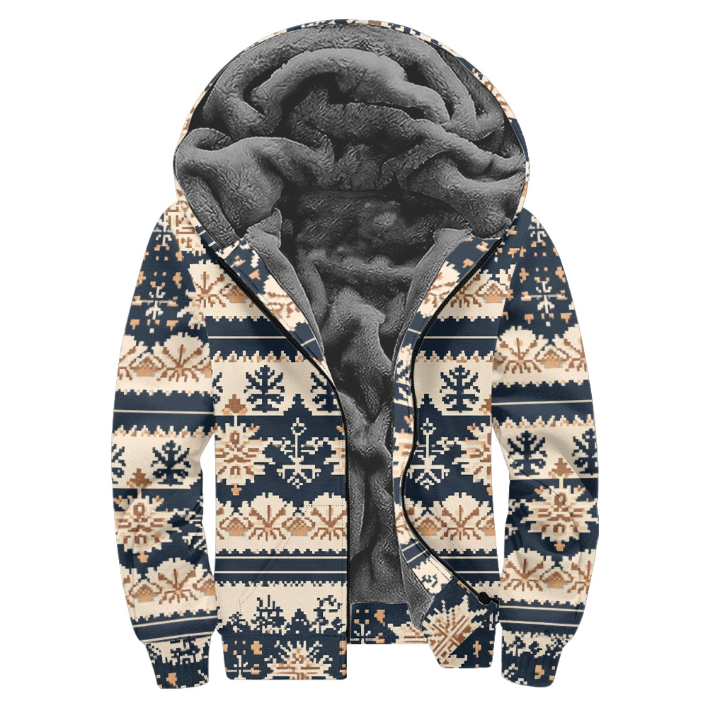 Giacca in pile con cappuccio natalizia da uomo - calda e comoda_voghion.com