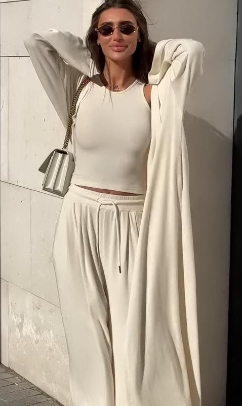 2025春の新作クロスボーダーヨーロッパとアメリカの貿易婦人服ベスト長袖ジャケットワイドレッグパンツ気質通勤スーツ|undefined