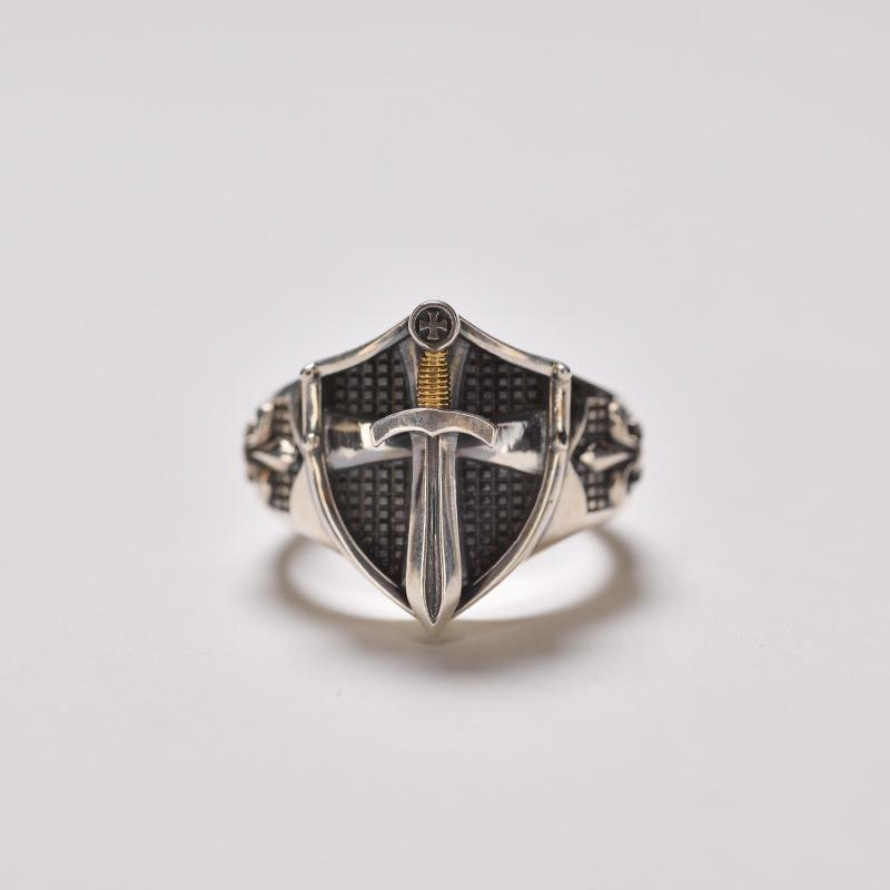 new cross-border arkipelagus creed series sword shield ring medieval retro style sword personality ring
