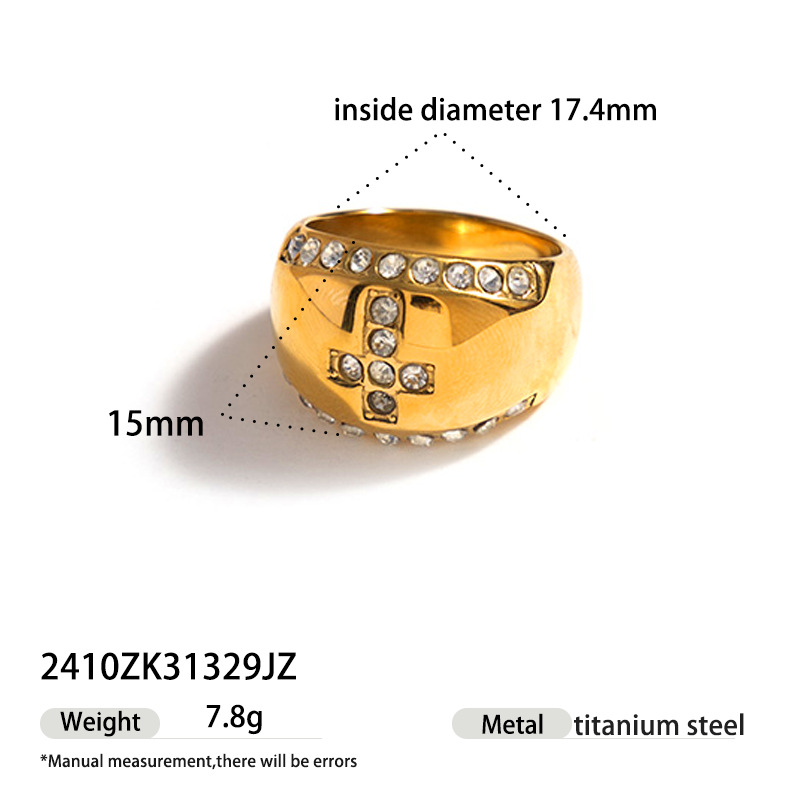 Anillo de acero inoxidable TENA, lujo ligero, nicho, moda, anillo de zircon, joyas transfronterizas.