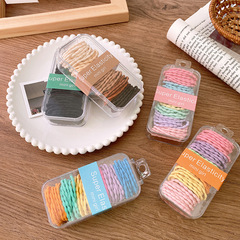 60根盒裝彩色簡約基礎藕節款光面發圈高彈力百搭耐用兒童馬尾發繩