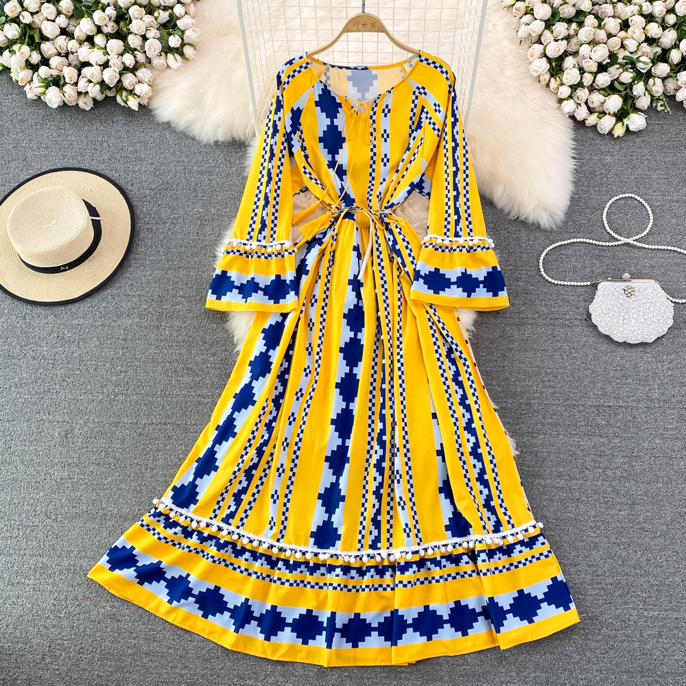 Retro ethnic beach dress