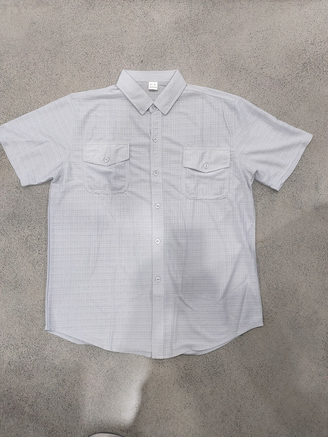 Chemise d'été à manches courtes pour homme, couleur unie, double poche, décontractée, pour les vacances_voghion.com