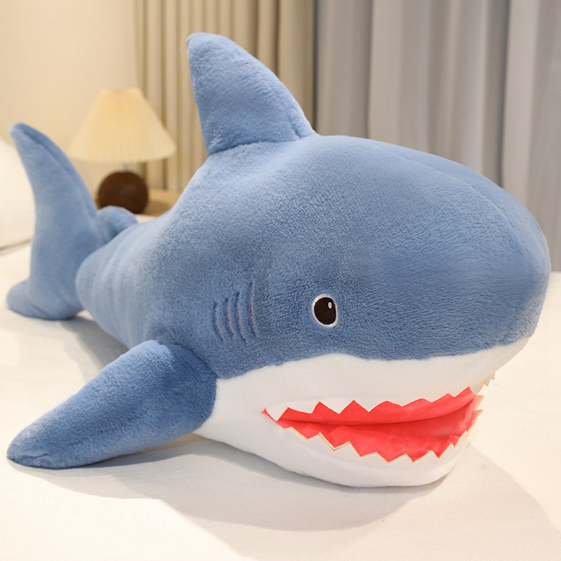 Almohada de tiburón de simulación transfronteriza juguete de peluche pierna de peluche para niños muñeca para dormir niño regalo de día regalo de acuario