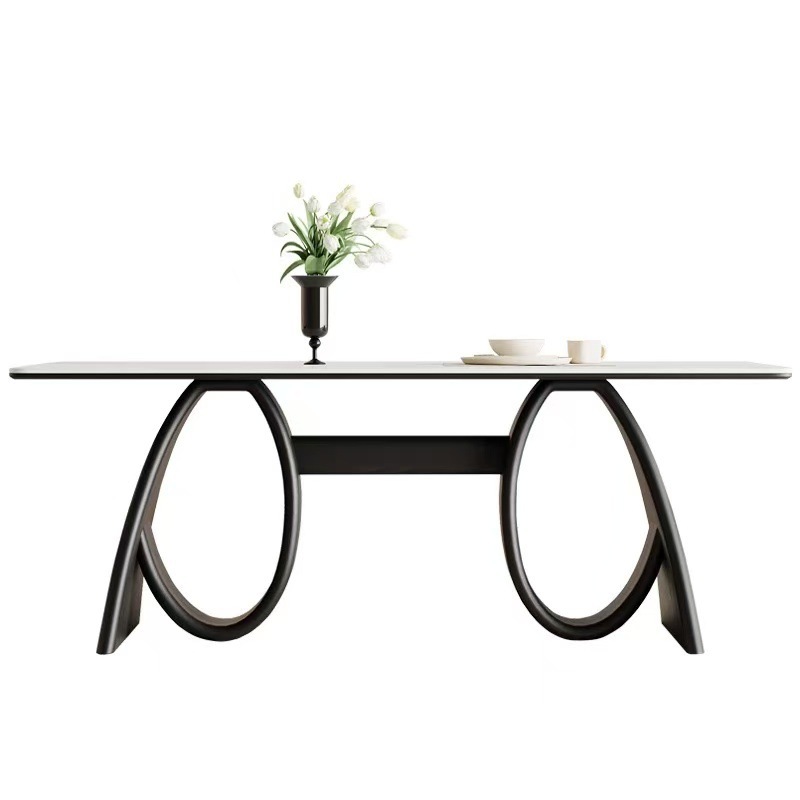 Mesa de comedor de madera maciza retrógrada francesa moderna simple tabla de roca americana nórdica mesa de tabla de roca doméstica pequeña casa