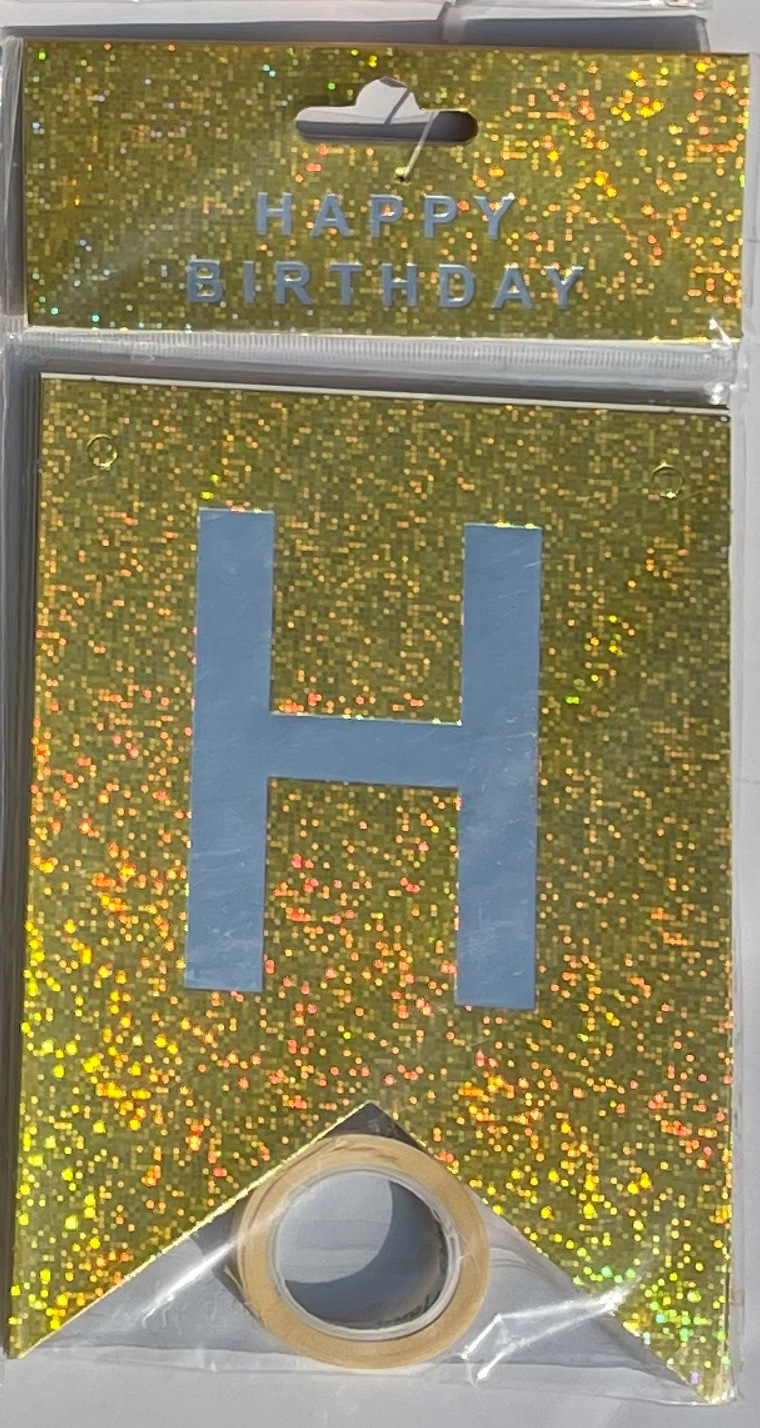 HAPPY BIRTHDAY fiesta de cumpleaños en inglés diseño diagonal de bandera de cola de mermaid letras banderas de color