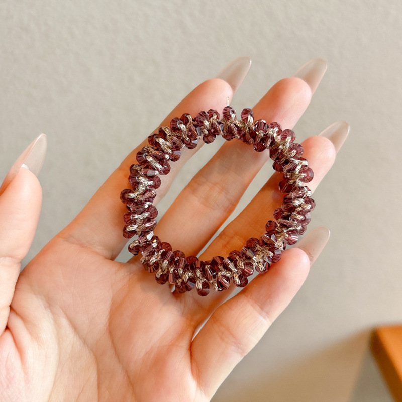 Crystal exquisito con cuentas anillo de cabello feminino pulsera de cabello de doble uso 2025 cabello al por mayor