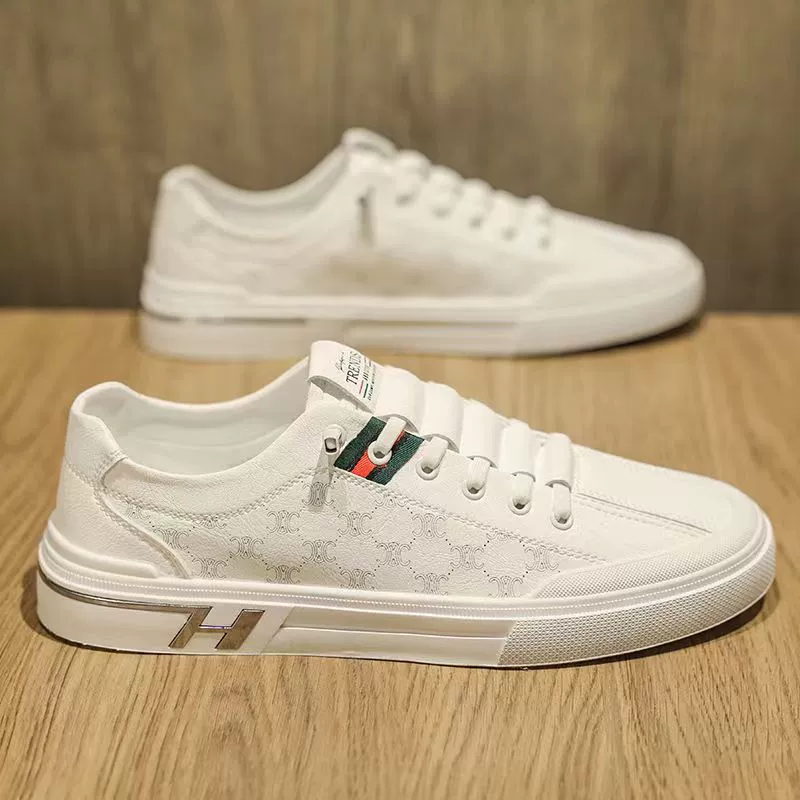 Summer footwear for leisure, sneakers, fashionable low white shoes, 2023, Korean style