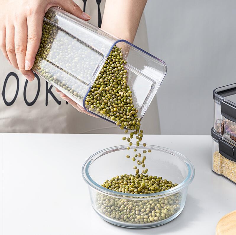 Tarro sellado transparente tarro de almacenamiento de grano crujiente snack tarro de almacenamiento de frutas secas tarro de plástico tarro de comida