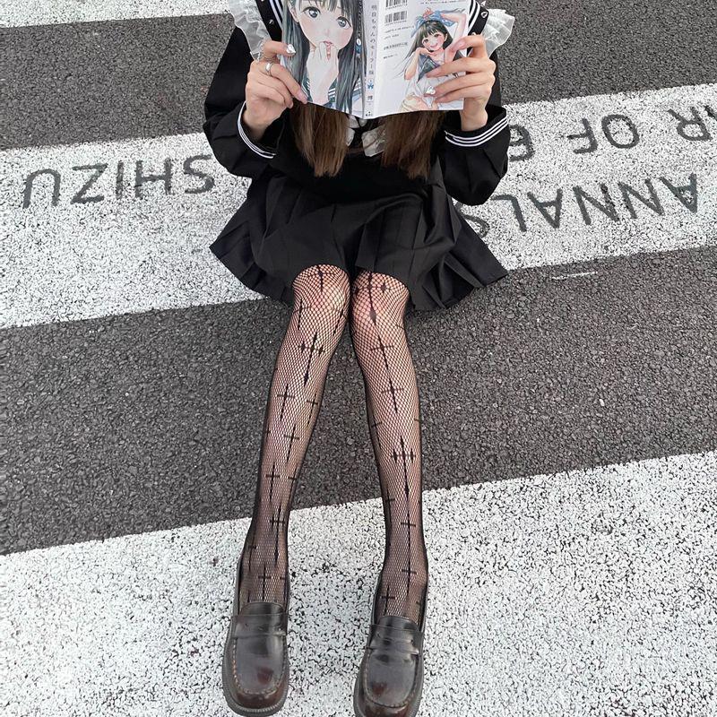 Fabrik Direkt Verkauf frauen Herbst Winter Dünne Kreuz Jacquard Sexy Fishnet Hohl Abnehmen Lolita Vielseitige Strumpfhosen_voghion.com