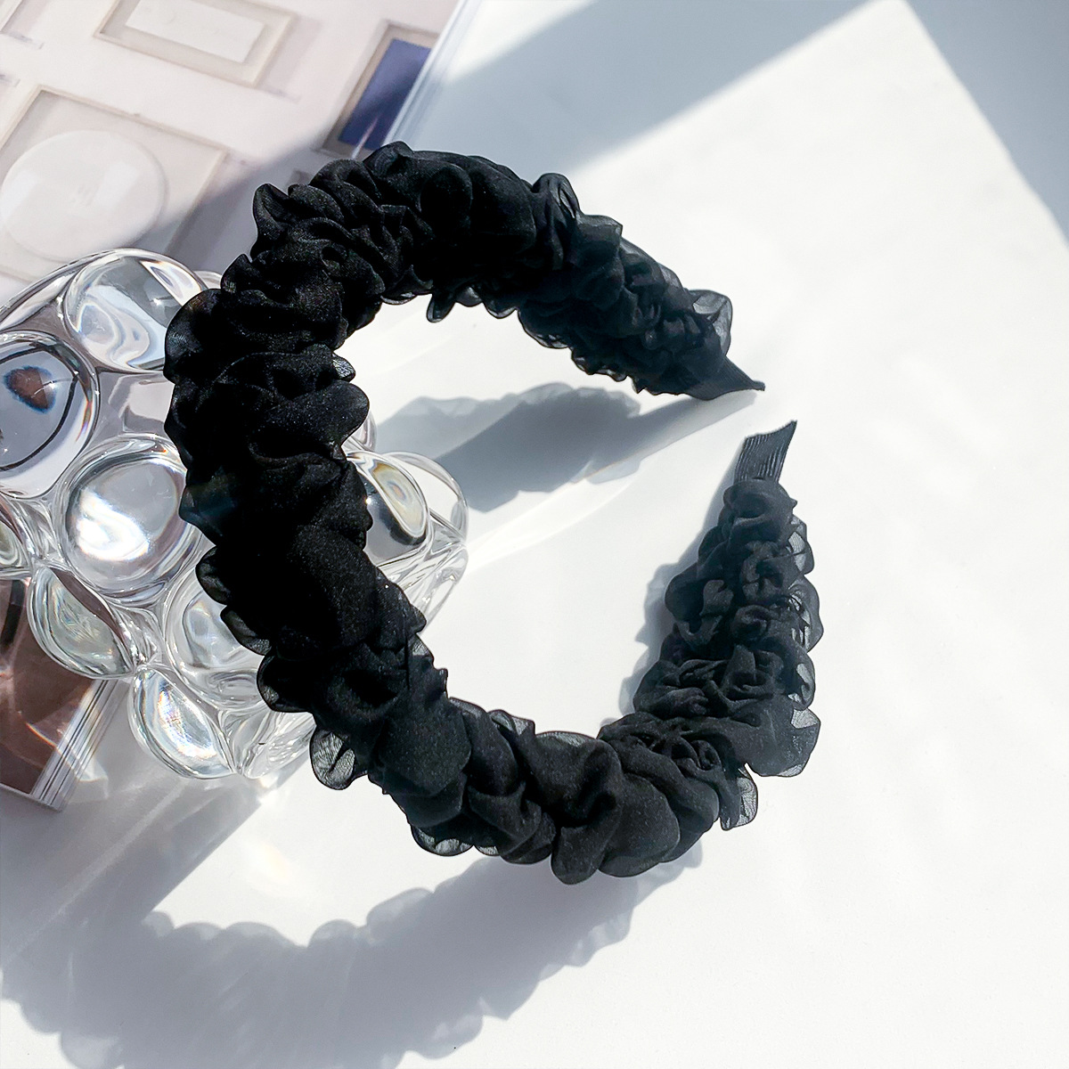 Serre-tête plissé en maille style mode accessoire cheveux_voghion.com