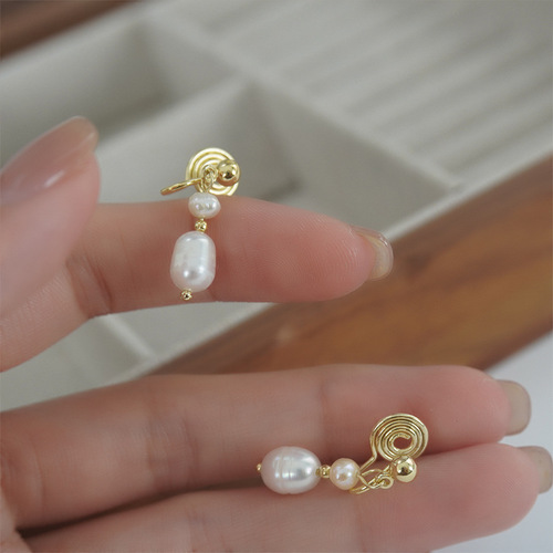 Natural Pearl Earrings with Baroque Design, Snug-Fit No-Hole Scented Candle Earrings, High-End Elegance and Charming Accessory