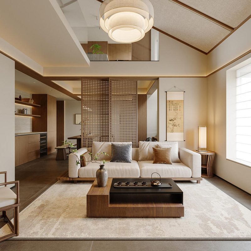 Song-Style Aesthetic Solid Wood Sofa Modern New Chinese Style Small Apartment Combination Zen Club Hotel B&B Furniture Customization