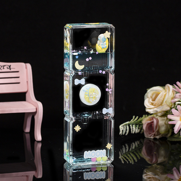 Acrílico transparente panda gota de aceite reloj de arena líquido botella de arena flotante regalo de cumpleaños para niños decoración de escritorio de oficina