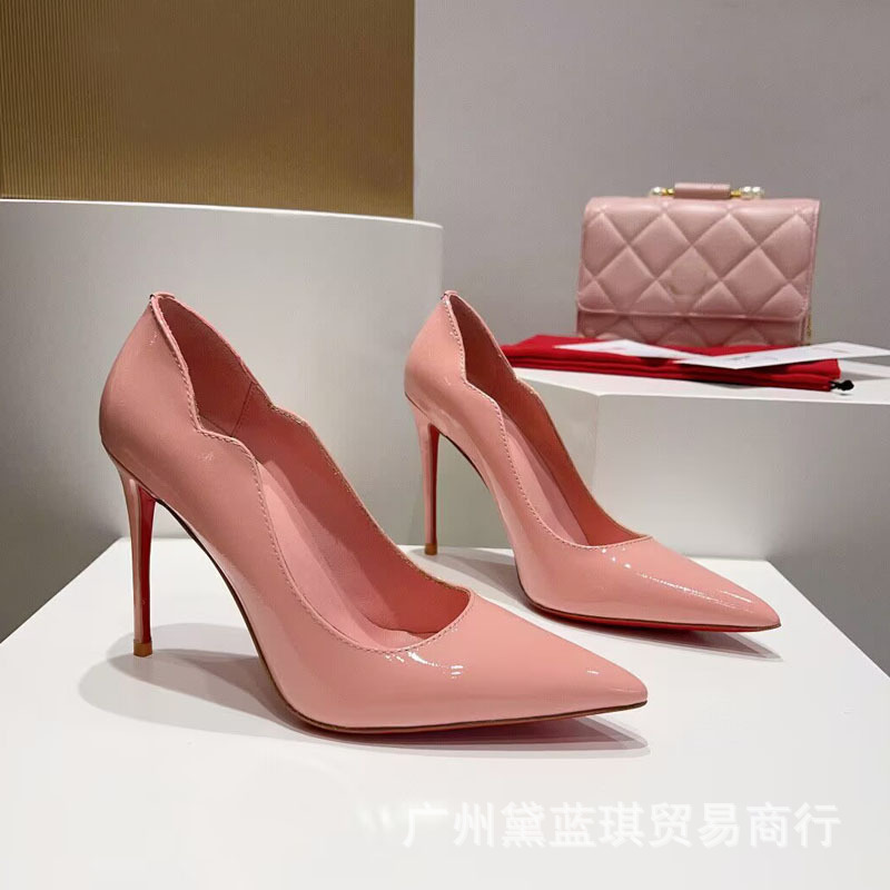 2025夏季新款牛漆皮高跟浅口鞋尖头鞋多色制鞋欧美大码细跟女鞋子|undefined