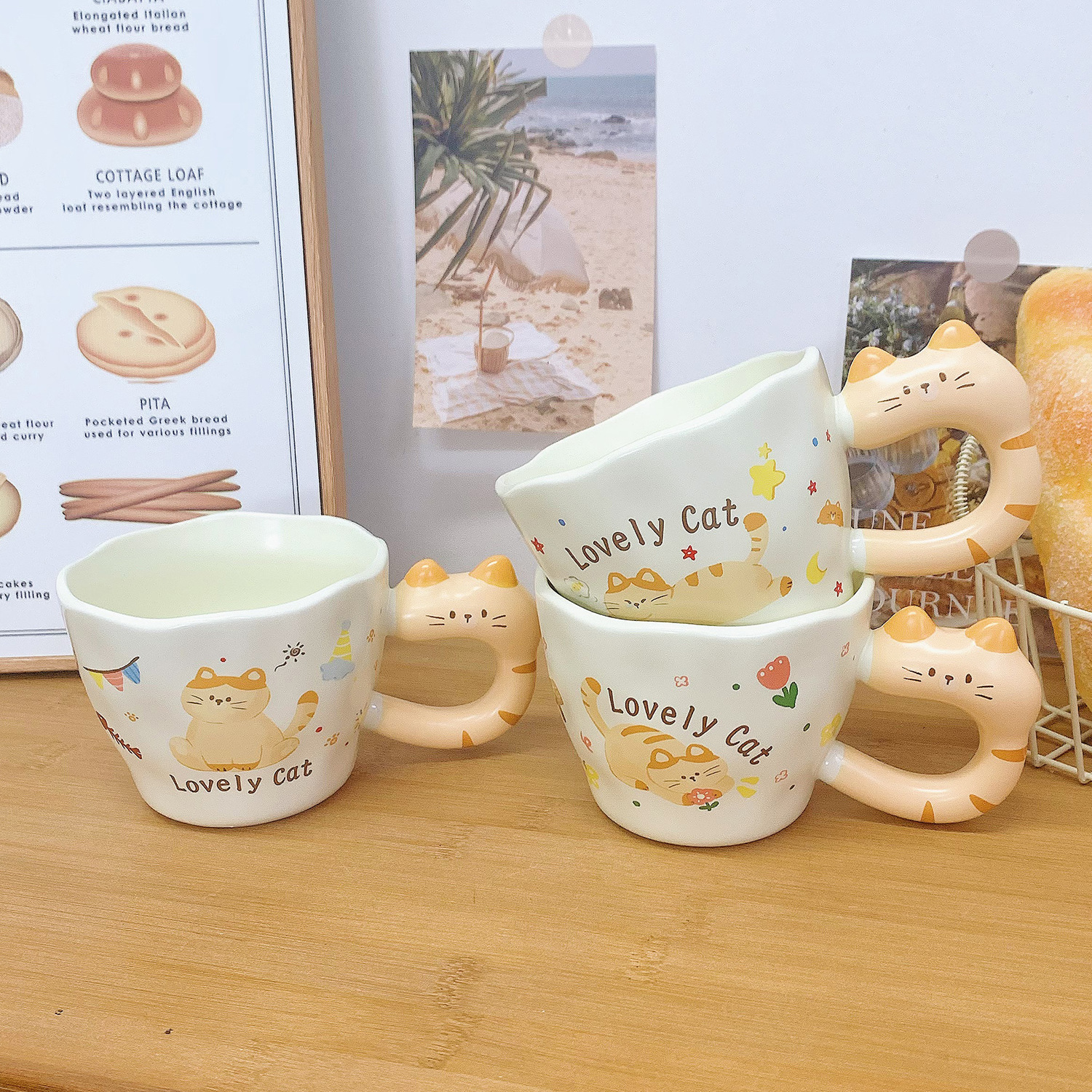 可愛貓咪陶瓷杯創意馬克杯家用咖啡杯子伴手禮品高顏值水杯早餐杯