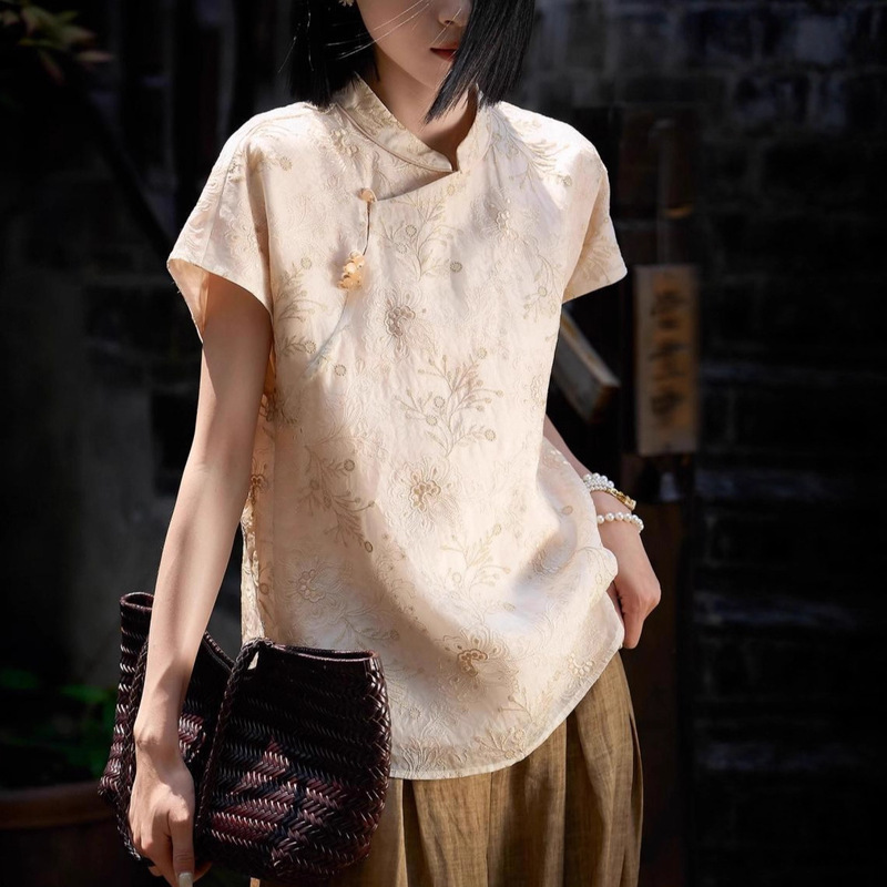 花上千枝·重工刺绣国风新中式立领真丝小上衣女新款|undefined
