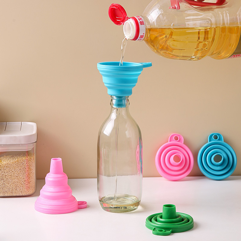 Embudo mini telescópico plegable de silicona doméstica fuga de aceite de cocina pequeño embudo de líquido conveniente y práctico resistente a altas temperaturas