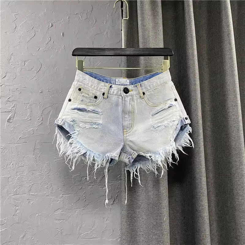 Sexy Low-Waist Denim Shorts for Women, Summer 2026 New Style, Loose Ripped A-Line Wide-Leg Pants