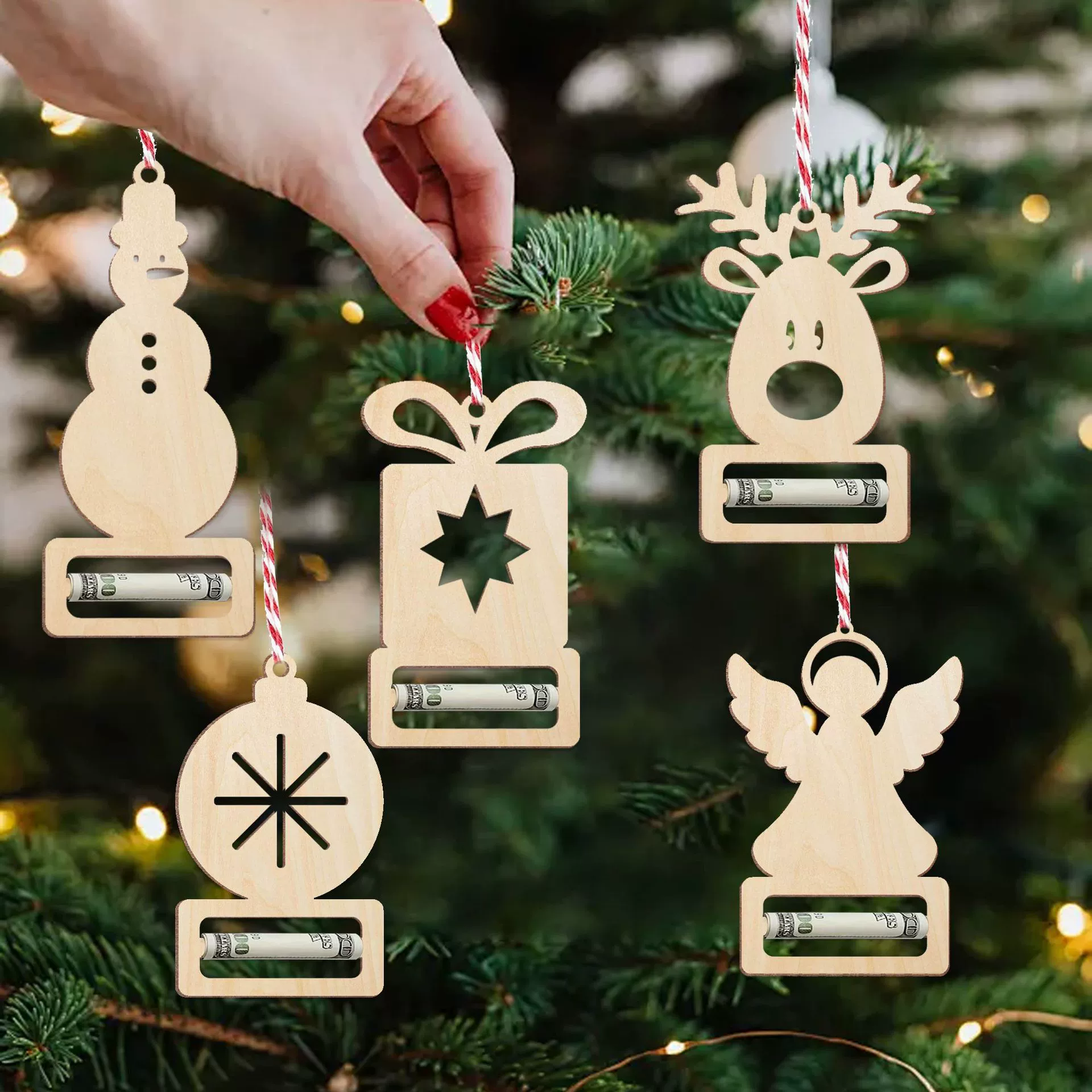 2025 новый стиль рождественская елка украшения украшения украшения резьба дизайн дерево висит творческая вечеринка рождественские деньги украшения подарки