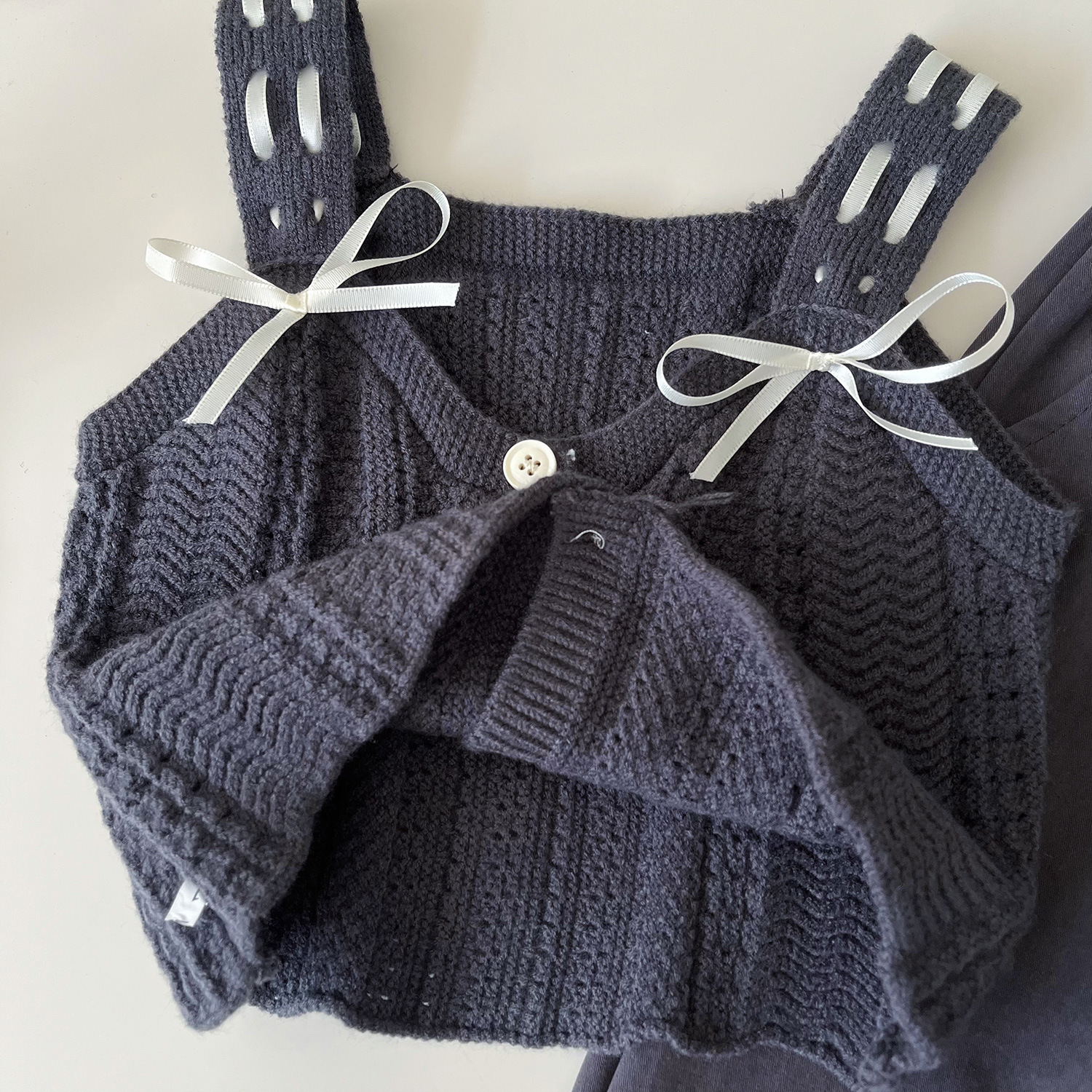 Mädchen Strickweste Mit Puppenkragenhemd Und Hose Set_voghion.com