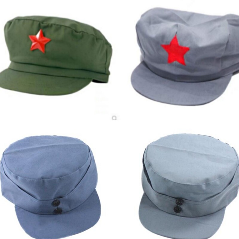 Lei Feng Hat with Red Star, Retro Style Hat for Children, Performance Flat-Top Hat with Five-Pointed Star, Red Star Hat, Old-Fashioned Vintage Retro Hat Lei Feng Hat with Red Star, Retro Style Hat for Children, Performance Flat-Top Hat with Five-Pointed Star, Red Star Hat, Old-Fashioned Vintage Retro Hat