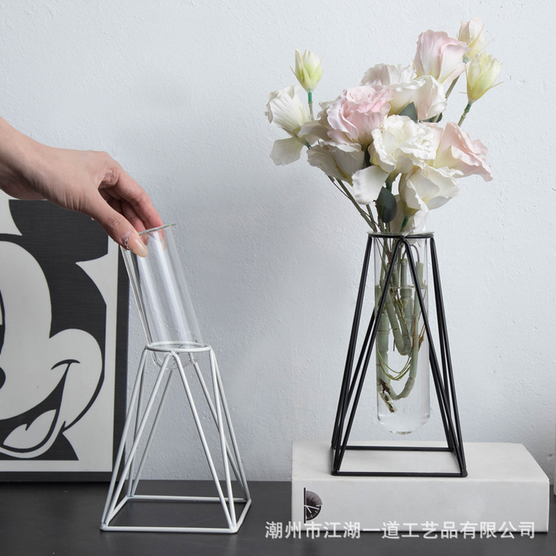 Botón creativo hidropónico tubo de ensayo flor floral estante decoración de mesa sala de estar mesa de té flores flores secas decoración de plantas verdes