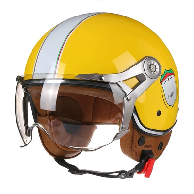 half-covered motorcycle helmet in stock – Motosiklet kaskı (dəbilqə) - yellow-shield-m