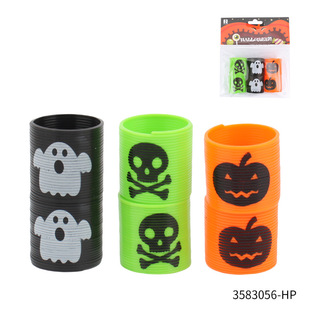 Halloween rainbow ring (6 pieces) holiday series gift plastic toy spring ring wonderful ring