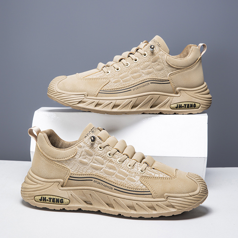 Chaussures décontractées pour hommes grandes tailles, semelle souple en coton, lacets, collection automne/hiver, polyvalentes, disponibles en blanc et noir._voghion.com