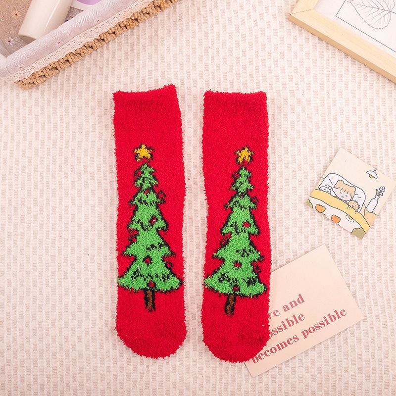 Calcetines Navideños Térmicos de Terciopelo de Coral Transpirables y Antibacterianos para Invierno image 8