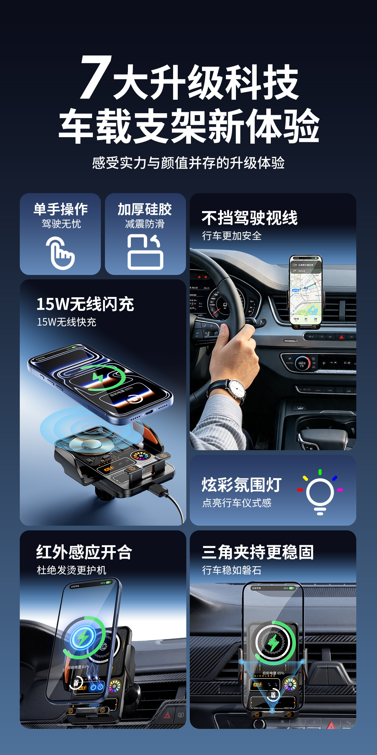 2026 New Model Rotating Car Mount for Air Vent, Multifunctional Car Navigation Super Fast Charging Wireless Car Charger