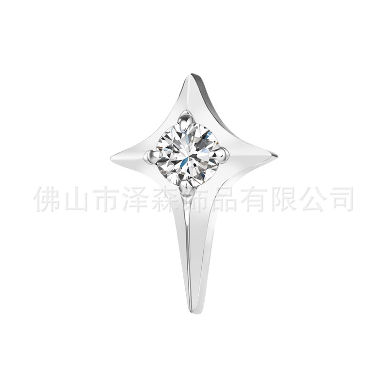 Zesen F136 Titanium Alloy Four-Pointed Star Earrings Star Lip Studs G23 Titanium Ear Bone Studs Piercing Jewelry detail image 7