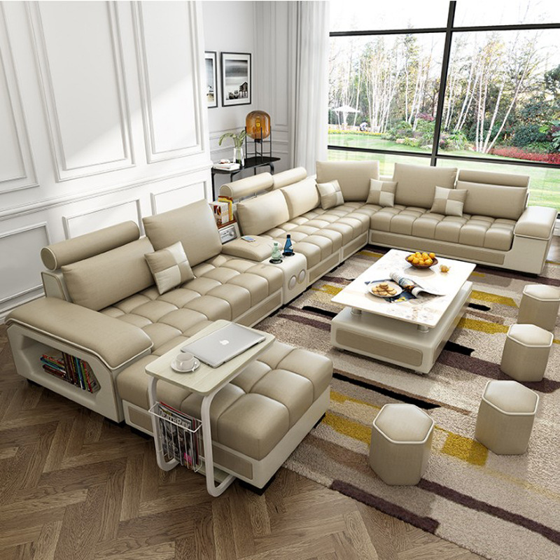 布艺沙发简约现代可拆洗U型客厅组合家具小户型转角科技皮布沙发