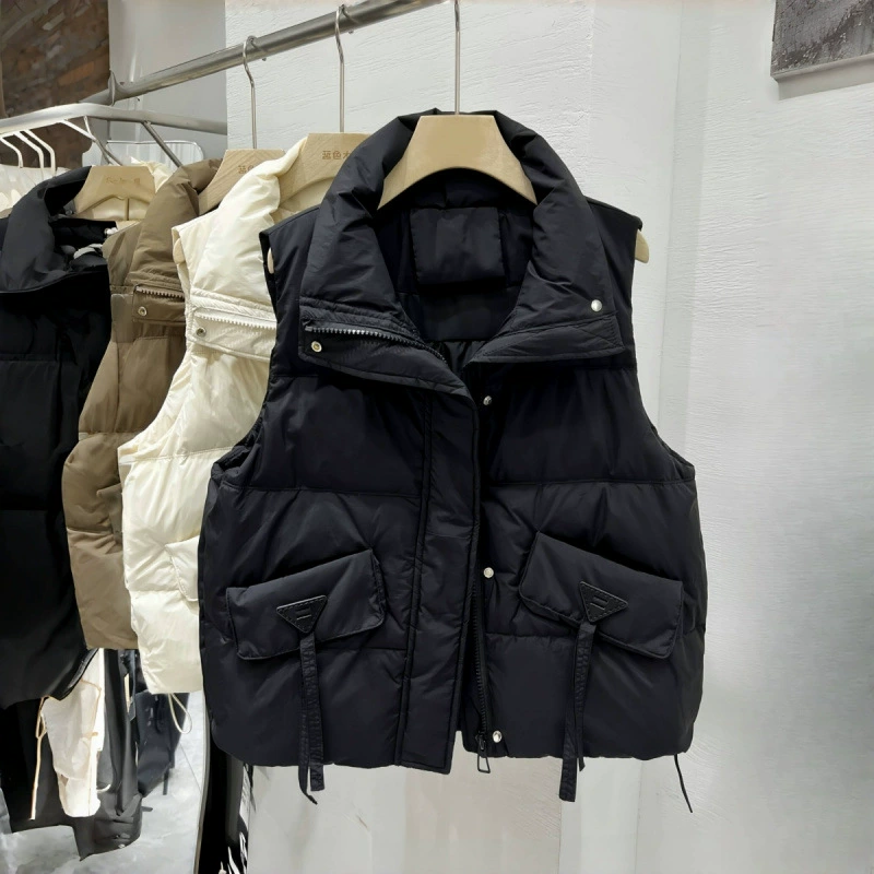 黁белый Down jacket, demi-season short fashionable vest, plus size, western style