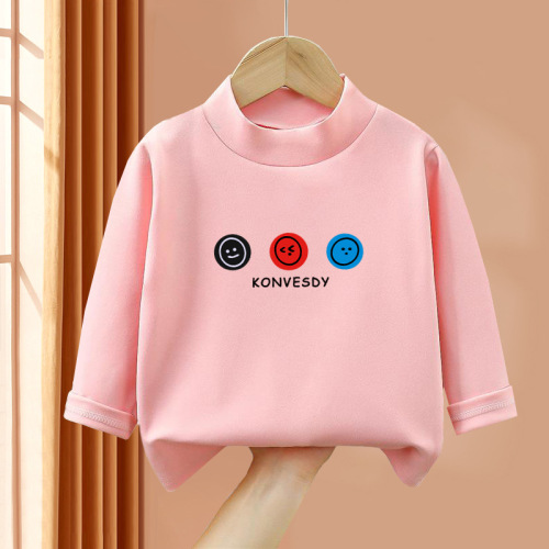  Winter Close-Fitting Children's Autumn Base Layer: Mid-to-Little Kids' Semi-Neck Warm-Keeping Baby Tops for Spring and Autumn