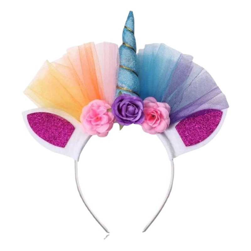 Moda creativa pony diadema unicornio partido princesa Halloween carnaval niña tocado al por mayor