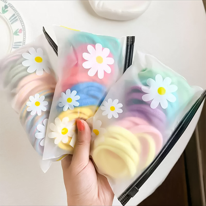 Zipper Bag, Small Daisy Bag, Hair Tie and Hair Accessory Packaging, Frosted Zippered Sock and Towel Storage Bag, Zippered Storage Bag