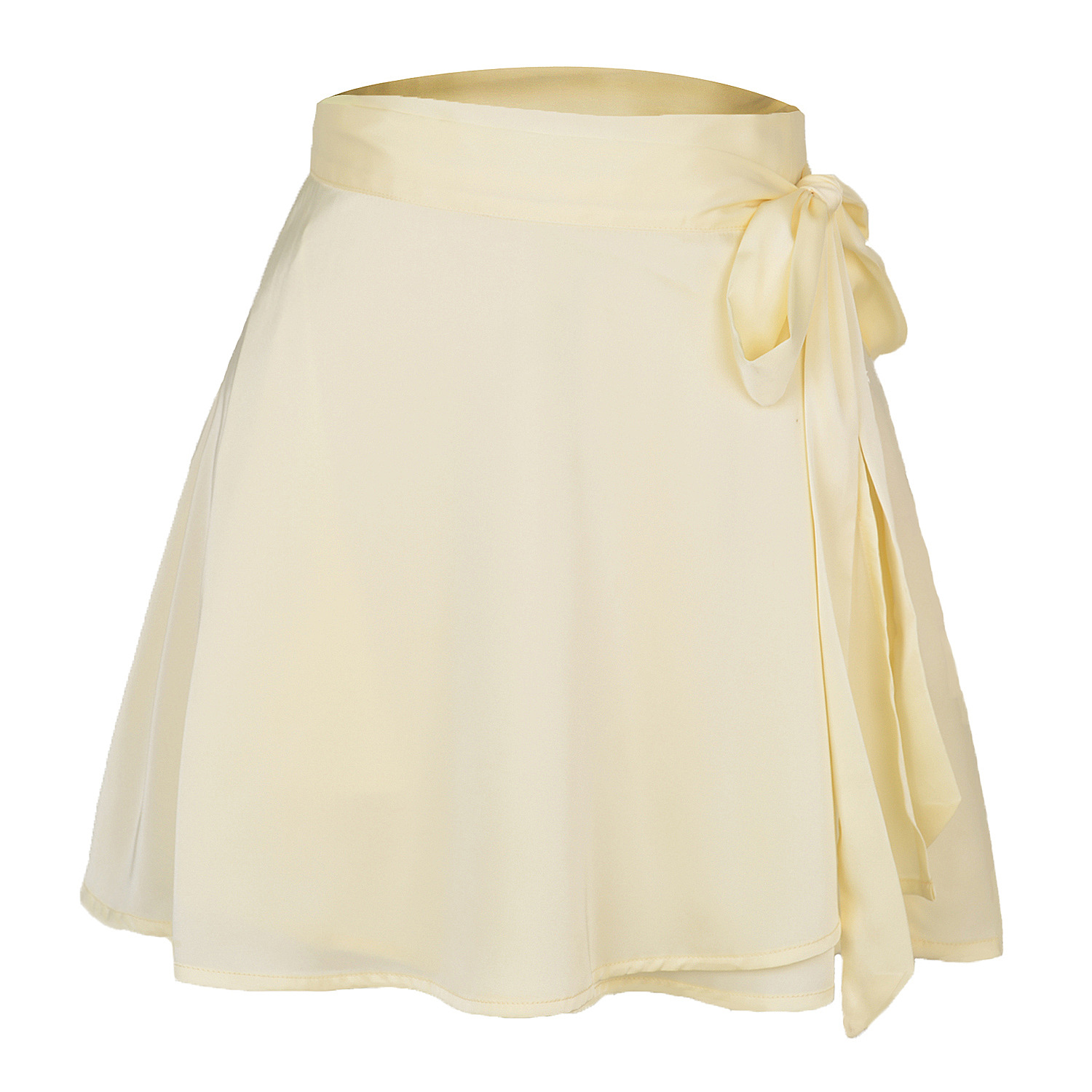 Falda cruzada de satén de gasa corta de encaje de cintura alta de color sólido Proveedor de ropa al por mayor de Nihaostyles NSLDY76303