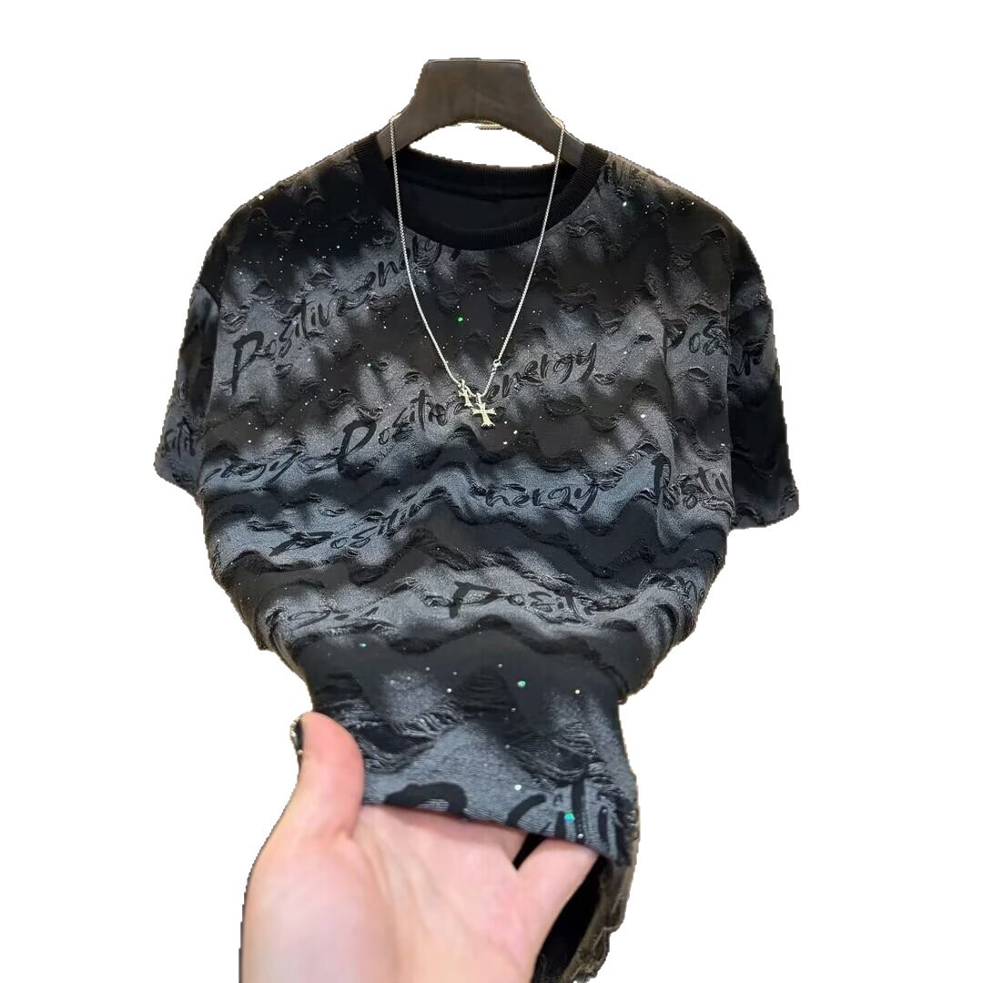 Herren-T-Shirt im chinesischen Stil aus Eisseide, kurzärmelig, mit Tuschemalerei-Motiv, dünnem Stoff, Übergröße, Sommertop_voghion.com
