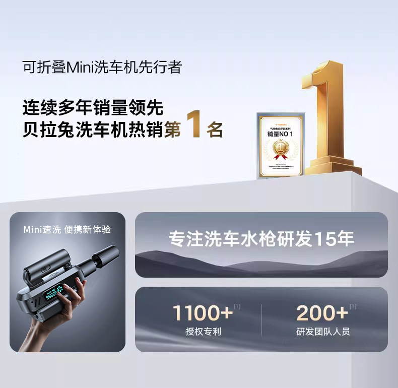 Innovative design, exclusively supplied by the source factory, foldable wireless car washer, household high-pressure water gun, convenient to store