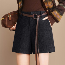 立体有型 A形毛呢高腰显瘦短裤女潮流百搭2025秋冬新款时尚三分裤