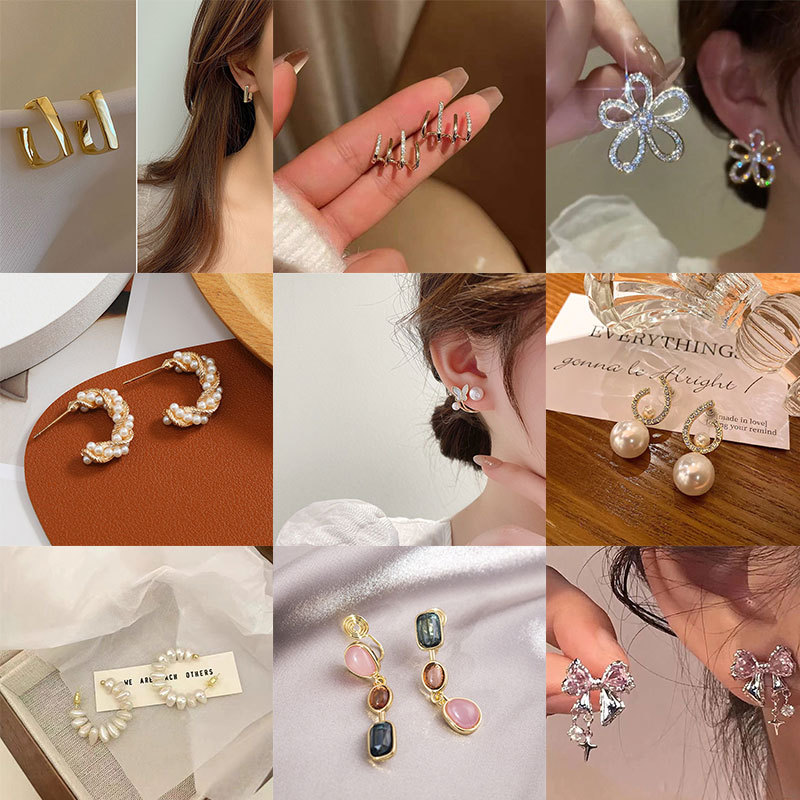 银针滴油爱心几何耳环韩国简约花朵耳钉时尚气质耳坠高级感耳饰女